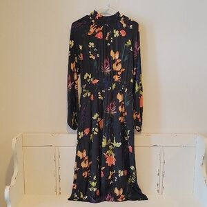 A New Day Black Floral Long Sleeve Dress